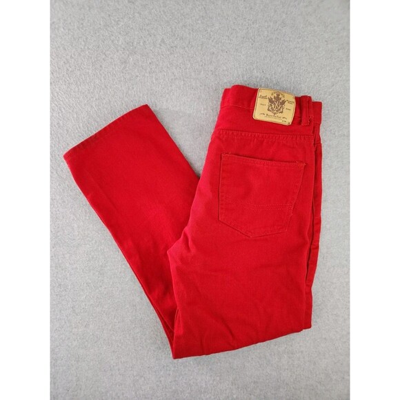 Beyond The Limit Red Denim Jeans Pants Mens 32x29 Bright Colored‎ Straight Leg - Picture 12 of 12